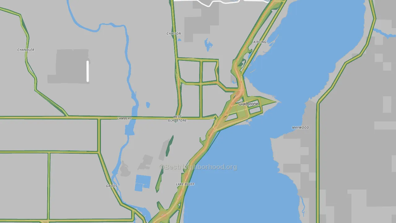 Gladstone, MI Map of Noise Levels in Gladstone