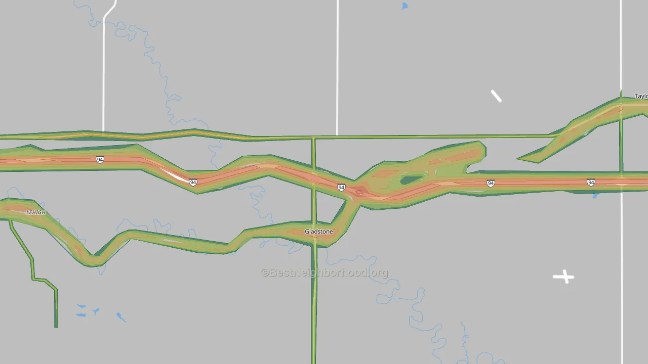 Gladstone, ND Map of Noise Levels in Gladstone