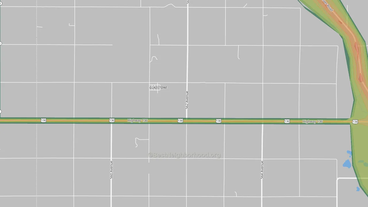 Gladstone, NE Map of Noise Levels in Gladstone