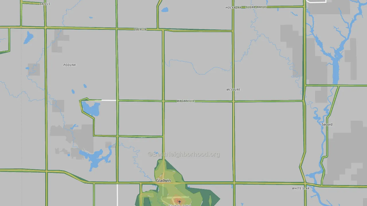 Gladwin, MI Map of Noise Levels in Gladwin