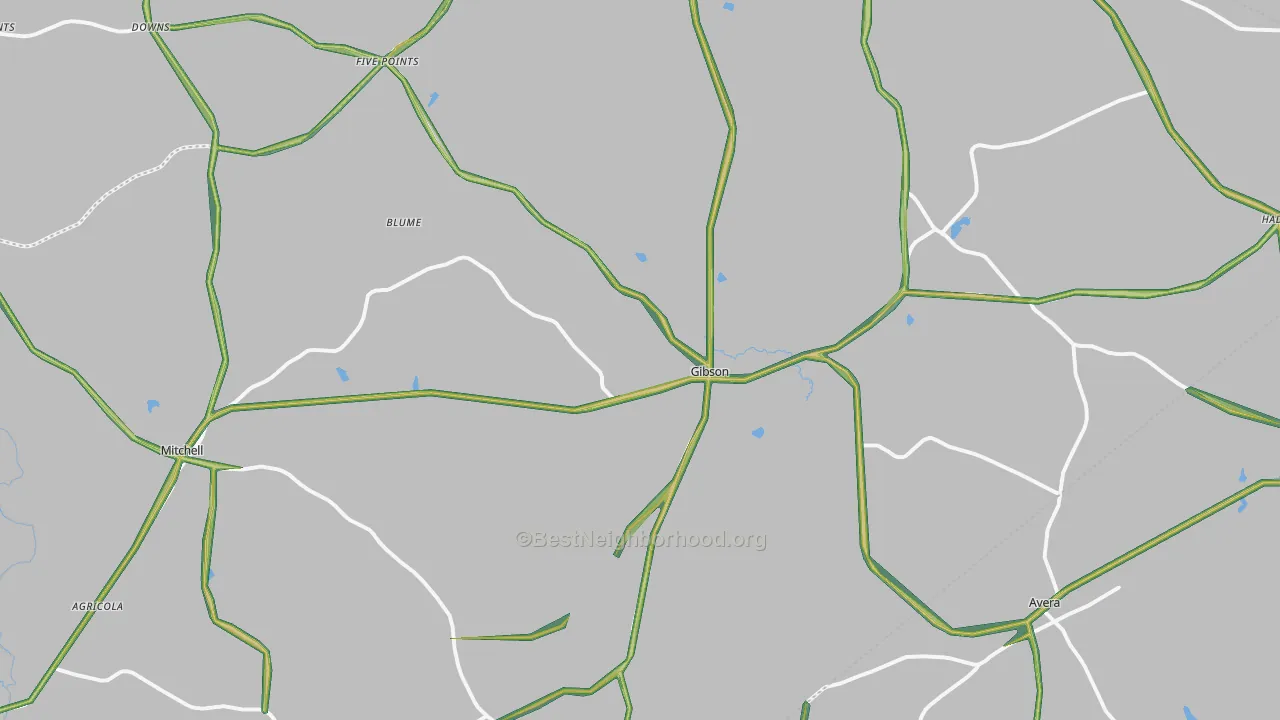 Glascock County, GA Map of Noise Levels in Glascock County