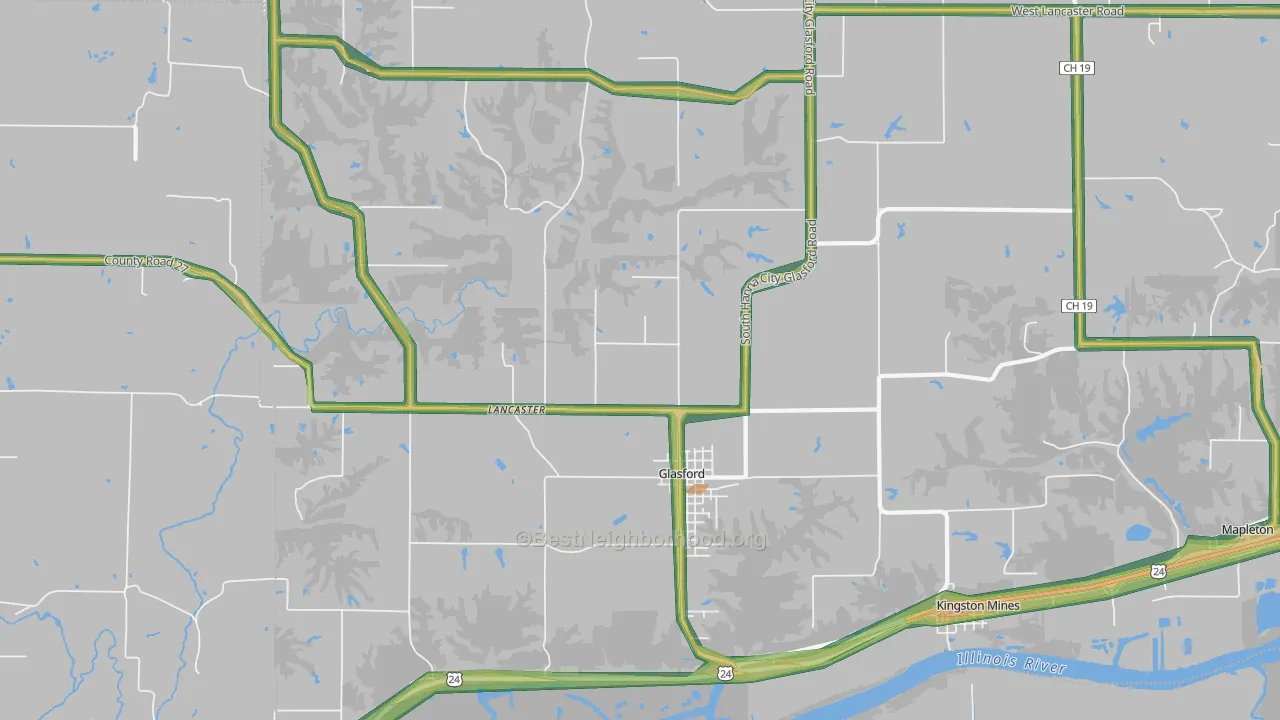Glasford, IL Map of Noise Levels in Glasford