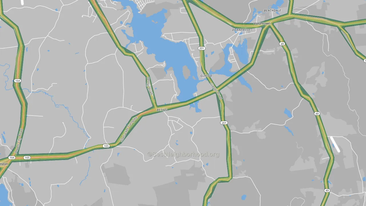 Glasgo, CT Map of Noise Levels in Glasgo