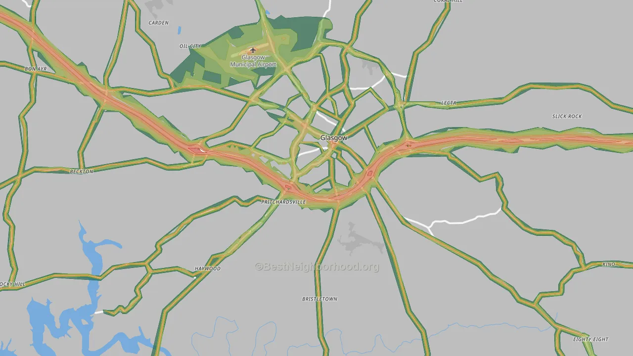 Glasgow, KY Map of Noise Levels in Glasgow