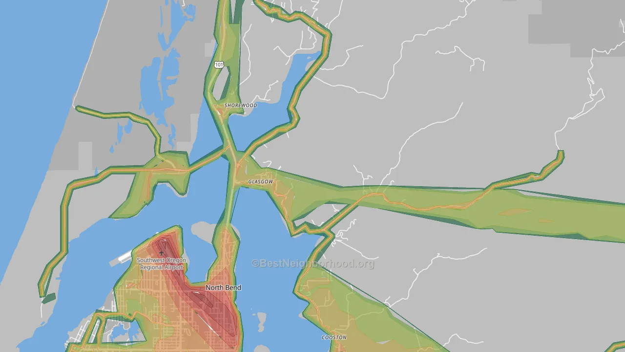 Glasgow, OR Map of Noise Levels in Glasgow