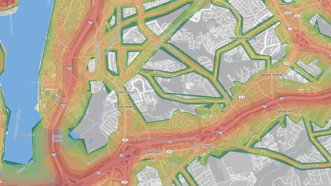 Glassmanor, MD Map of Noise Levels in Glassmanor