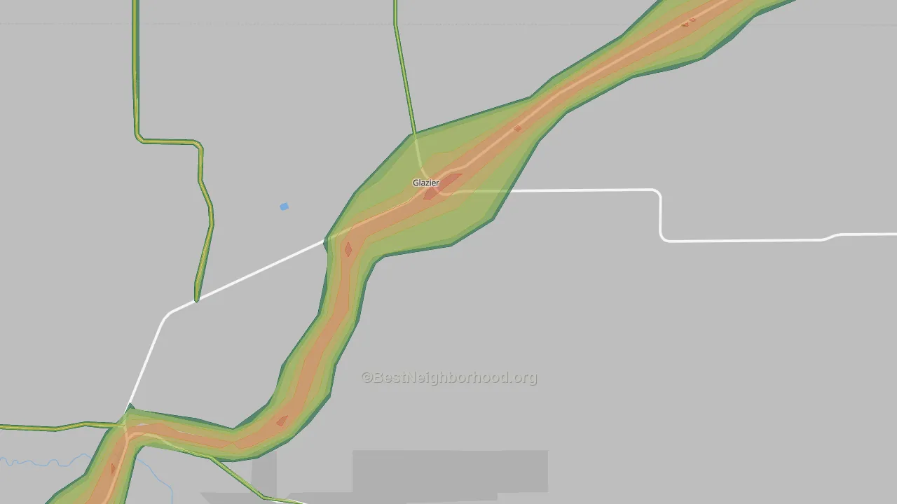Glazier, TX Map of Noise Levels in Glazier