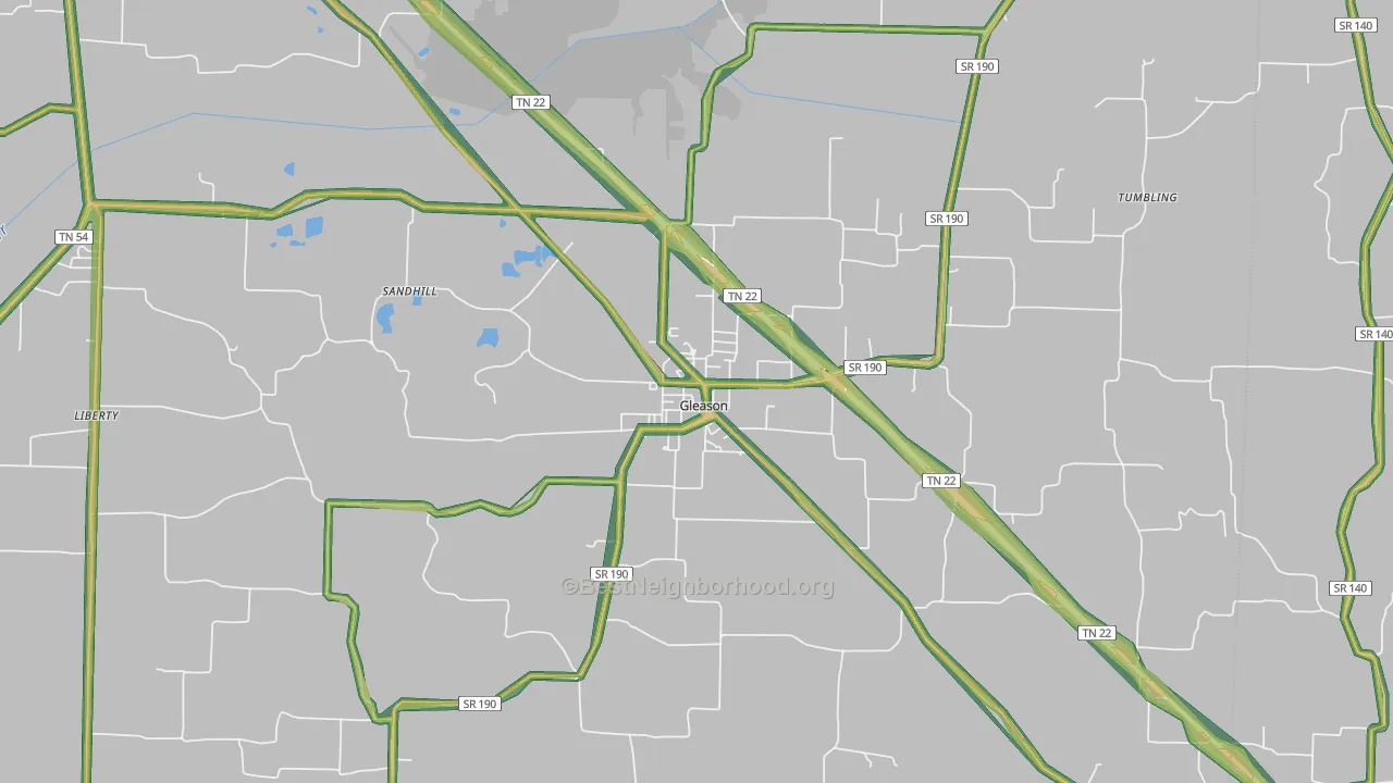 Gleason, TN Map of Noise Levels in Gleason