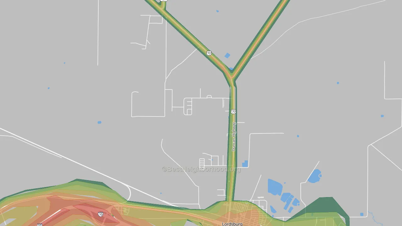 Glen Acres, NM Map of Noise Levels in Glen Acres