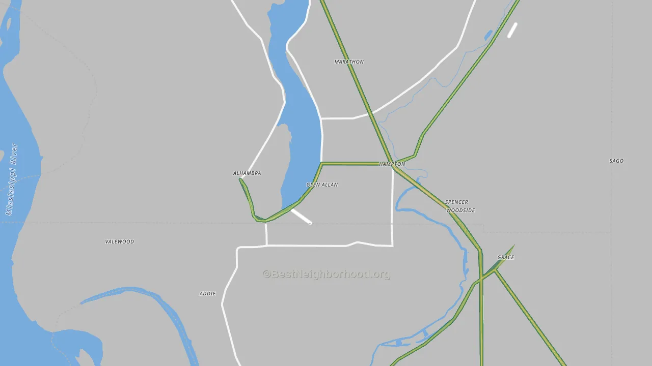 Glen Allan, MS Map of Noise Levels in Glen Allan