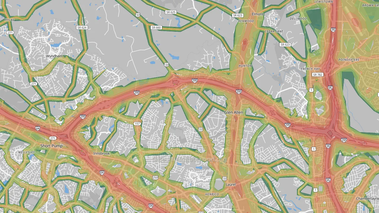 Glen Allen, VA Map of Noise Levels in Glen Allen