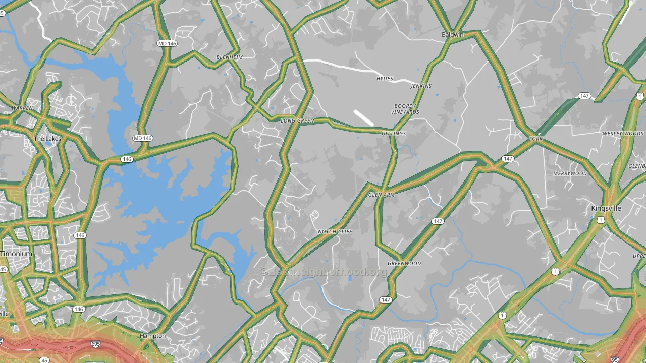 Glen Arm, MD Map of Noise Levels in Glen Arm
