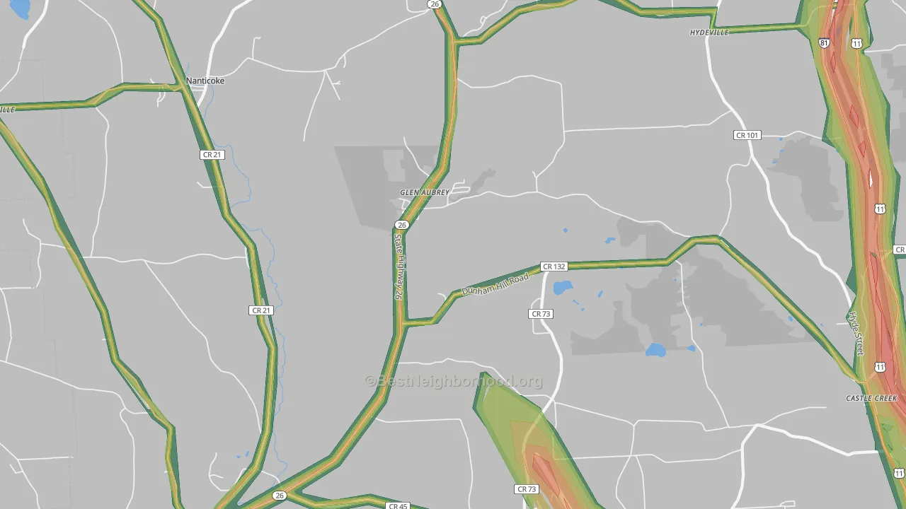 Glen Aubrey, NY Map of Noise Levels in Glen Aubrey