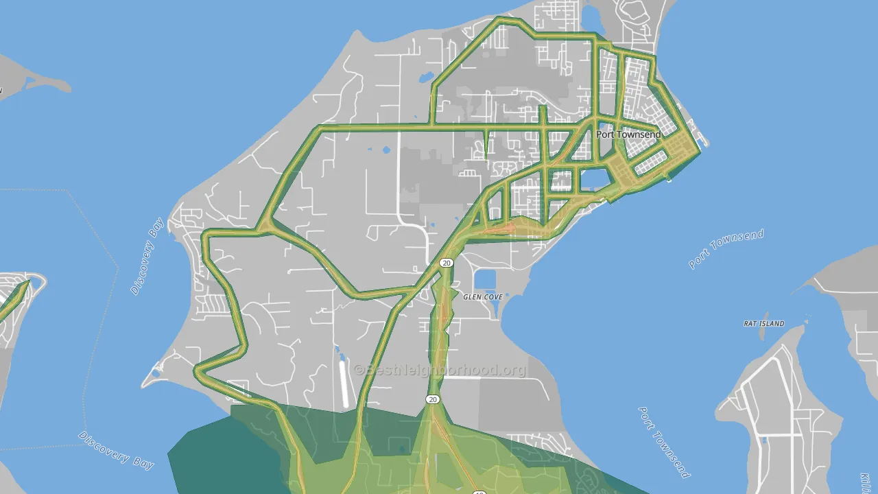 Glen Cove, WA Map of Noise Levels in Glen Cove