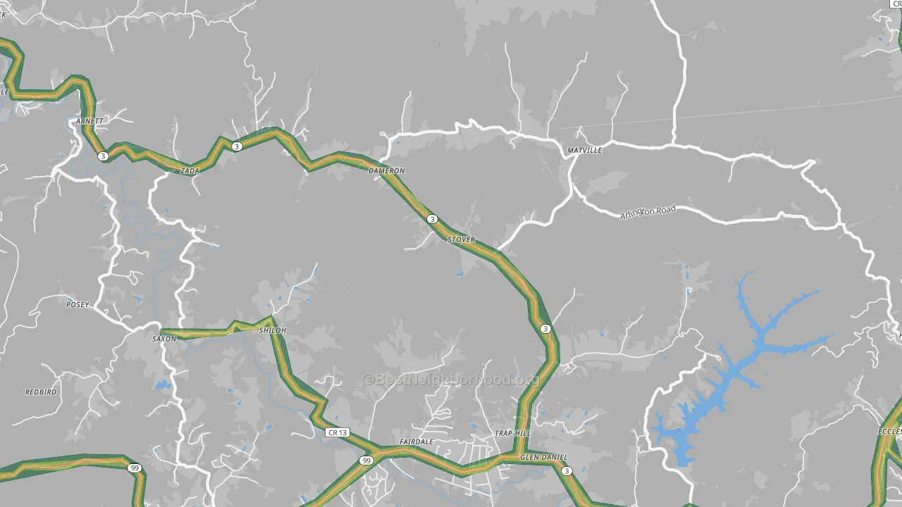 Glen Daniel, WV Map of Noise Levels in Glen Daniel