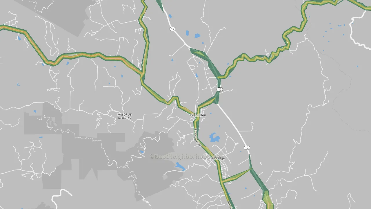 Glen Ellen, CA Map of Noise Levels in Glen Ellen