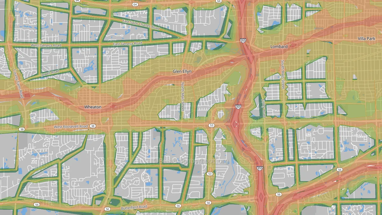 Glen Ellyn, IL Map of Noise Levels in Glen Ellyn