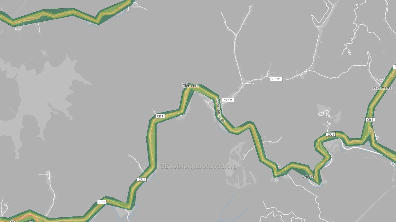 Glen Fork, WV Map of Noise Levels in Glen Fork