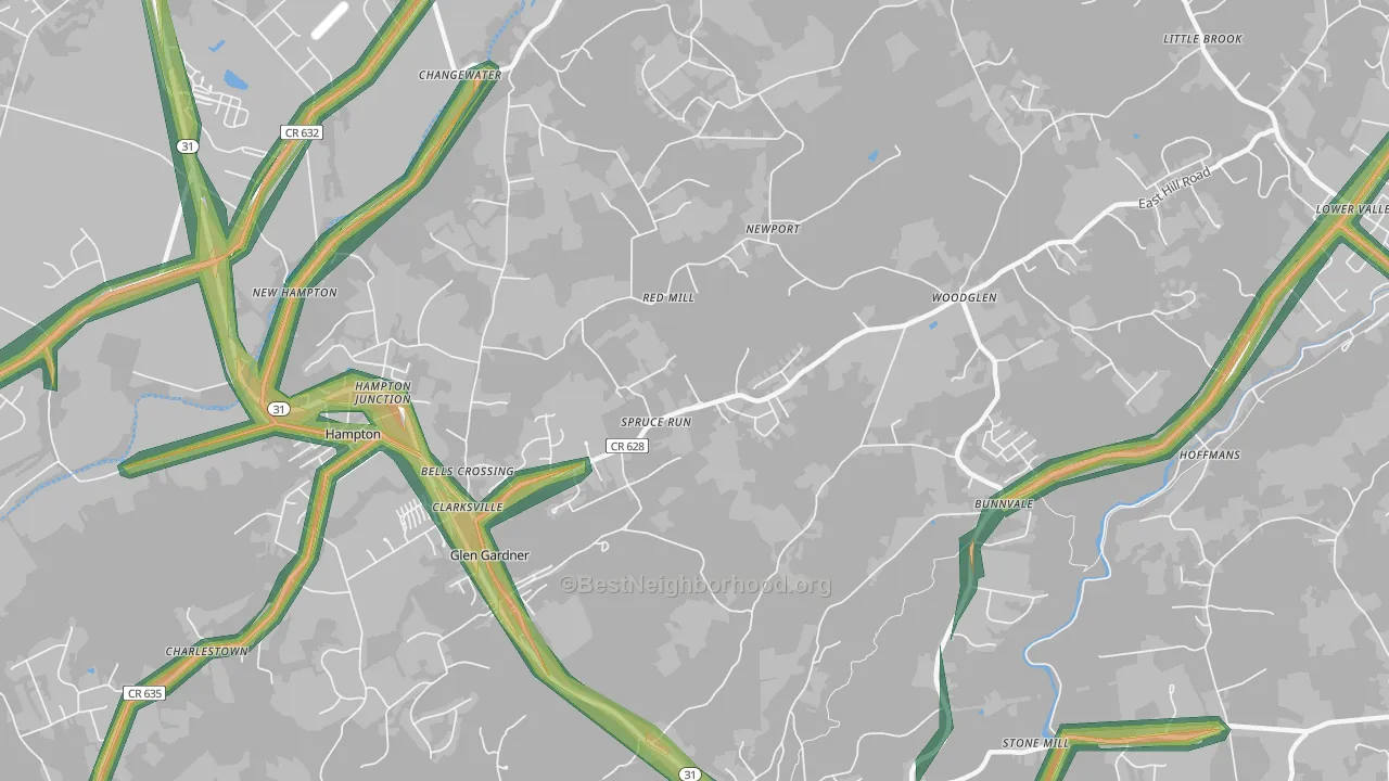 Glen Gardner, NJ Map of Noise Levels in Glen Gardner