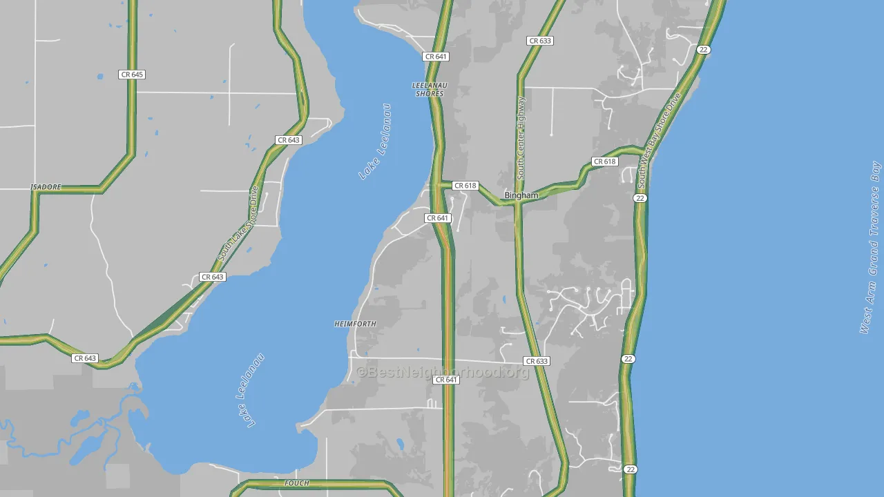 Glen Haven, MI Map of Noise Levels in Glen Haven