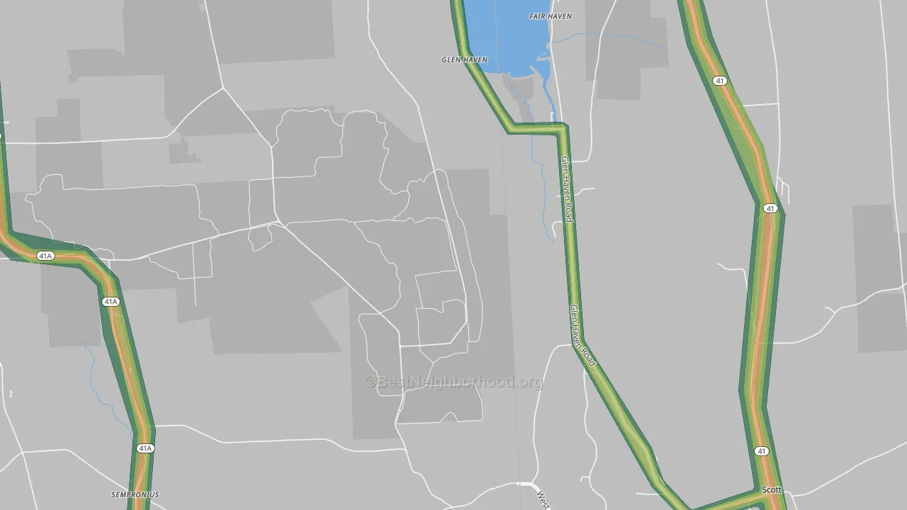 Glen Haven, NY Map of Noise Levels in Glen Haven