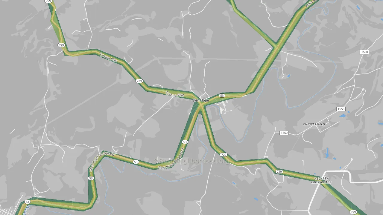 Glen Hope, PA Map of Noise Levels in Glen Hope