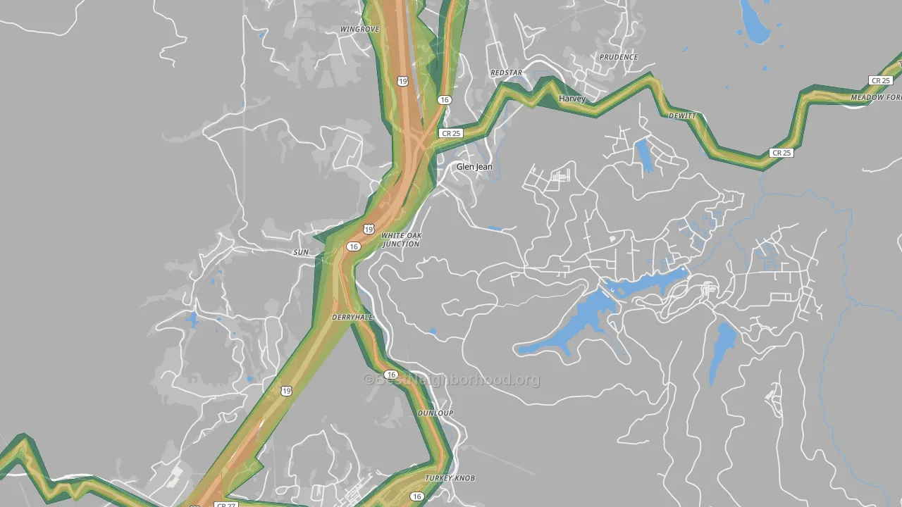 Glen Jean, WV Map of Noise Levels in Glen Jean