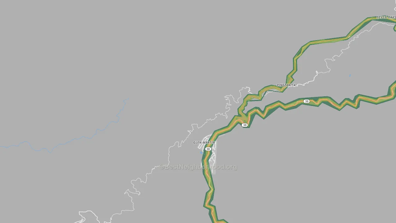 Glen Martin, CA Map of Noise Levels in Glen Martin