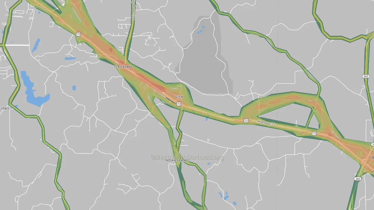 Glen, MS Map of Noise Levels in Glen