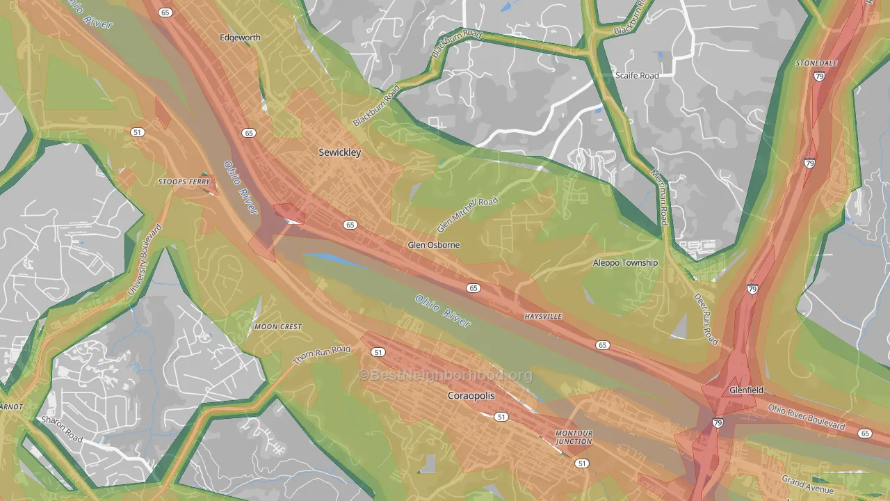 Glen Osborne, PA Map of Noise Levels in Glen Osborne