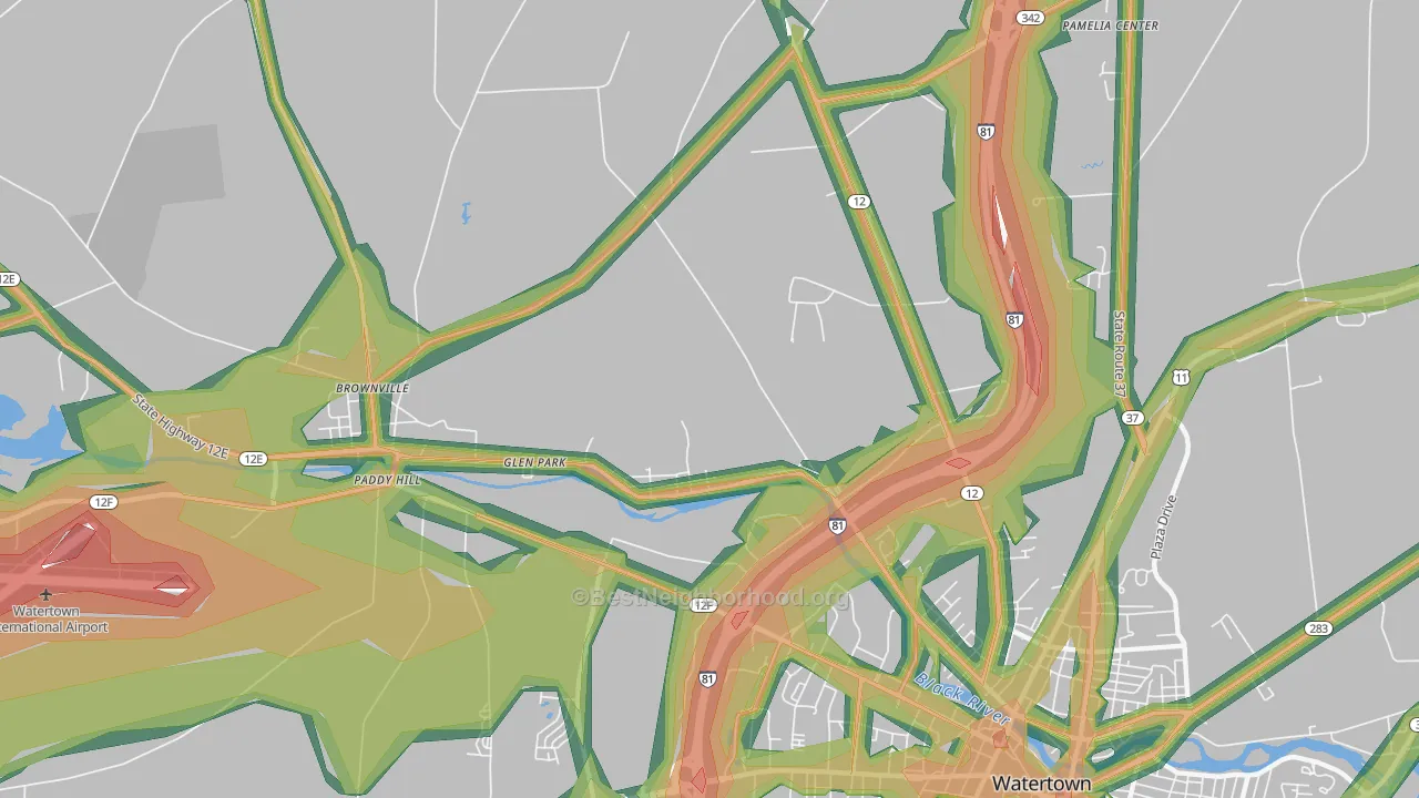 Glen Park, NY Map of Noise Levels in Glen Park