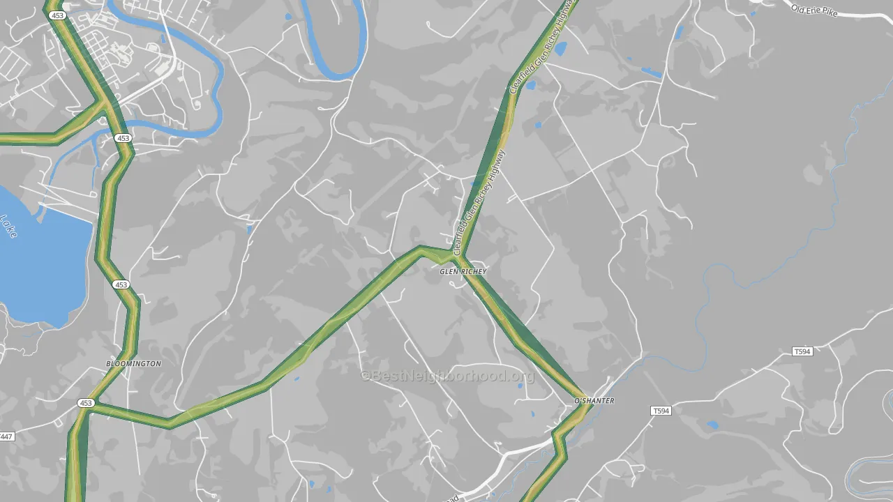 Glen Richey, PA Map of Noise Levels in Glen Richey