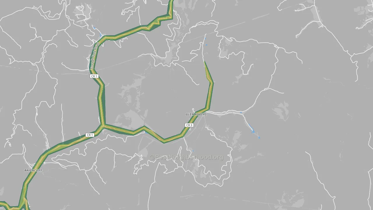 Glen Rogers, WV Map of Noise Levels in Glen Rogers