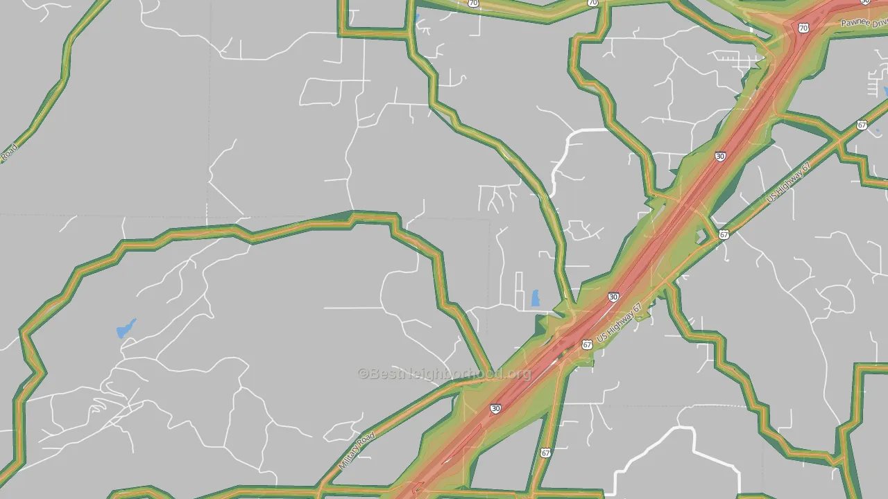 Glen Rose, AR Map of Noise Levels in Glen Rose