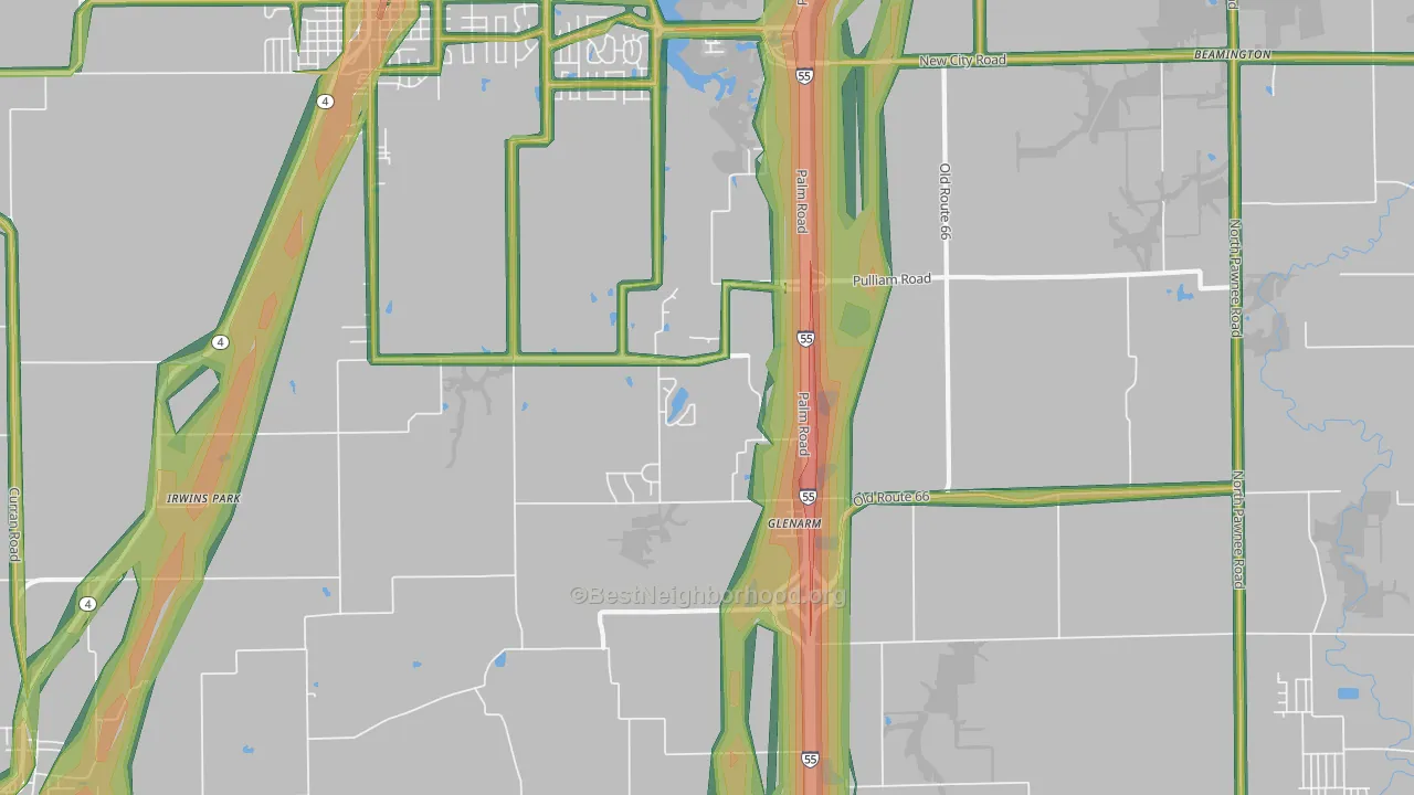 Glenarm, IL Map of Noise Levels in Glenarm