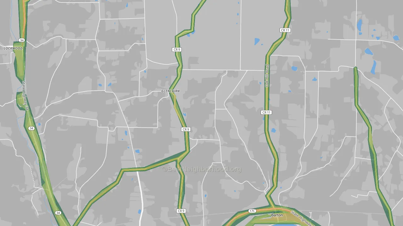 Glencairn, NY Map of Noise Levels in Glencairn