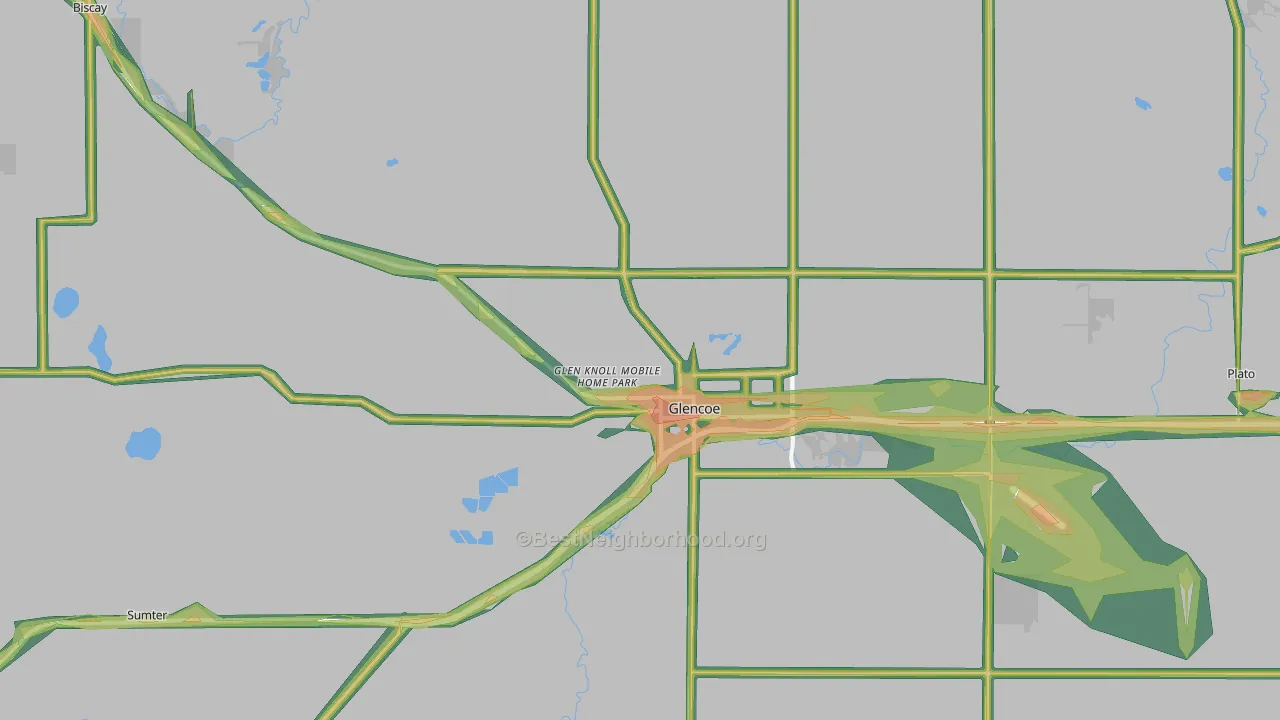Glencoe, MN Map of Noise Levels in Glencoe