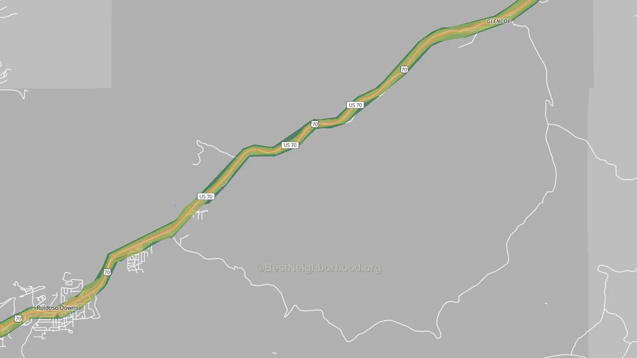 Glencoe, NM Map of Noise Levels in Glencoe