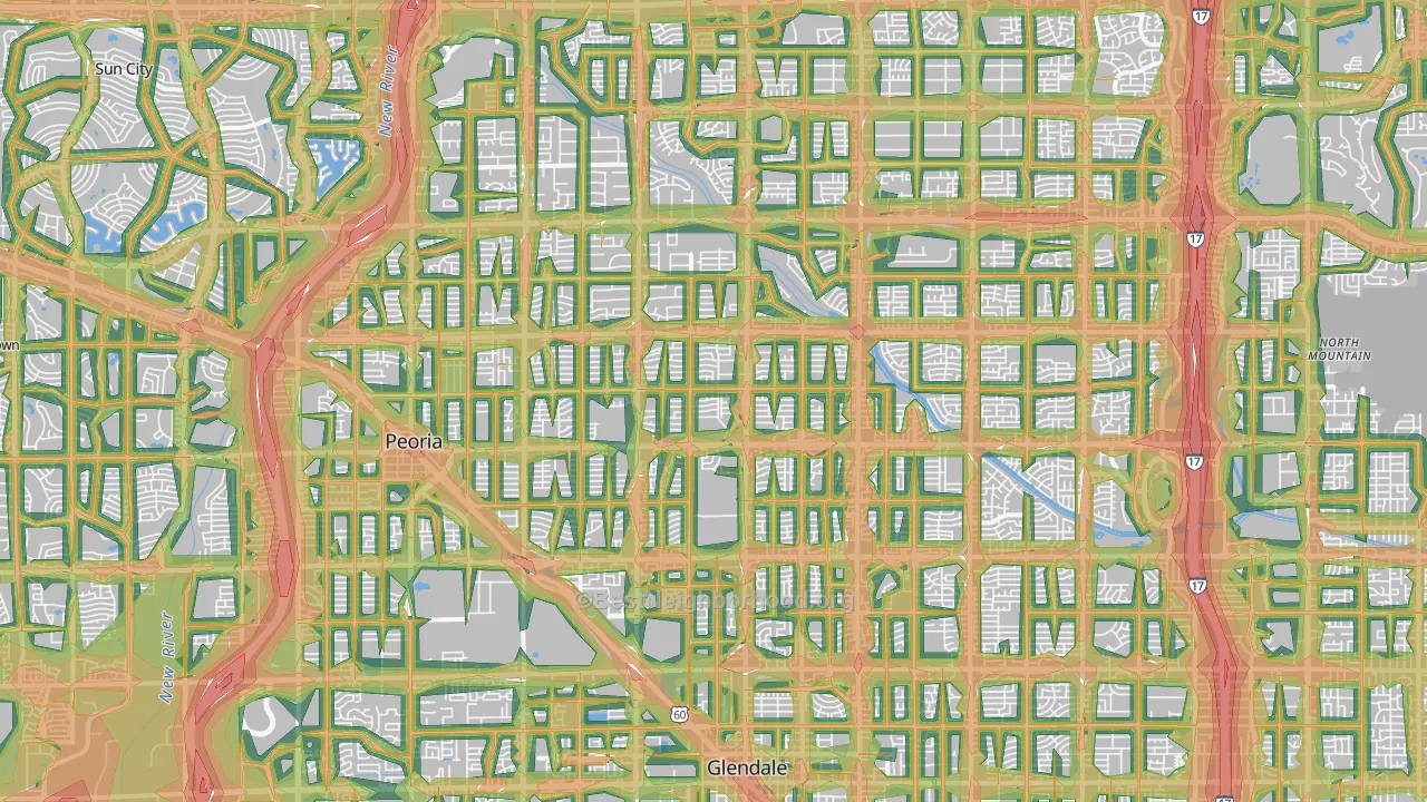 Glendale, AZ Map of Noise Levels in Glendale
