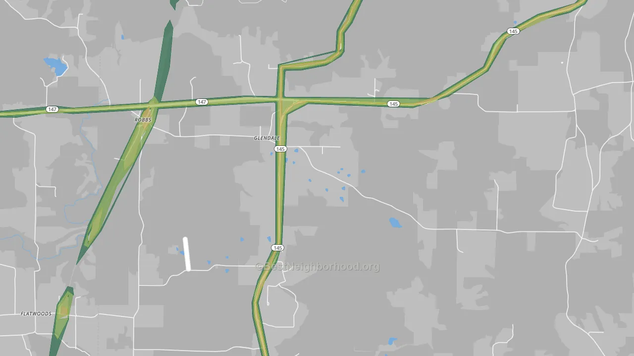 Glendale, IL Map of Noise Levels in Glendale