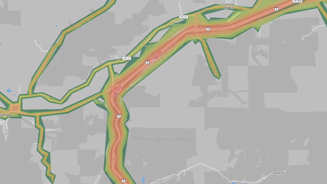 Glendale Junction, OR Map of Noise Levels in Glendale Junction