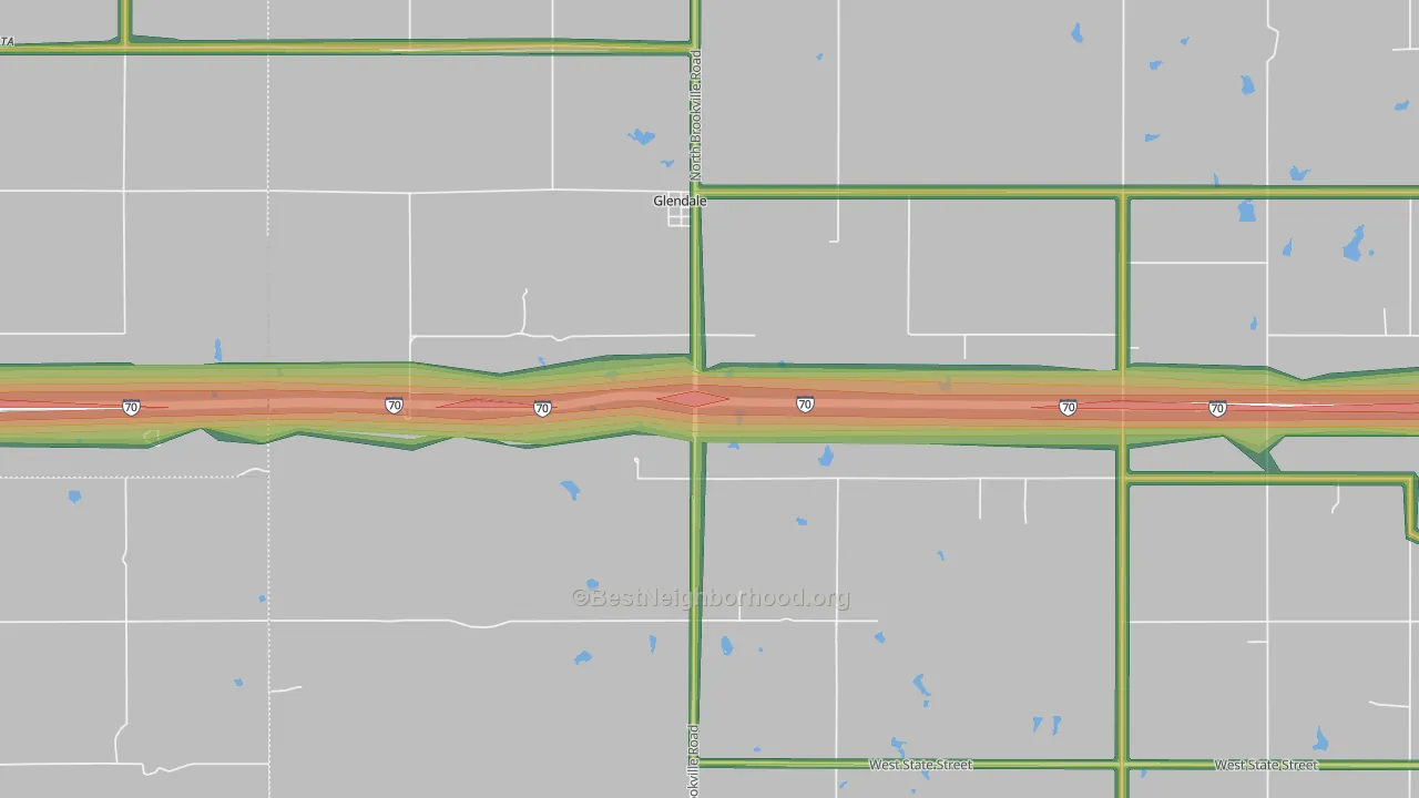 Glendale, KS Map of Noise Levels in Glendale