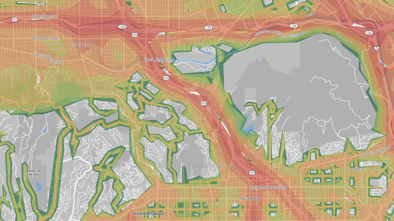 Glendale, Los Angeles, CA Map of Noise Levels in Glendale
