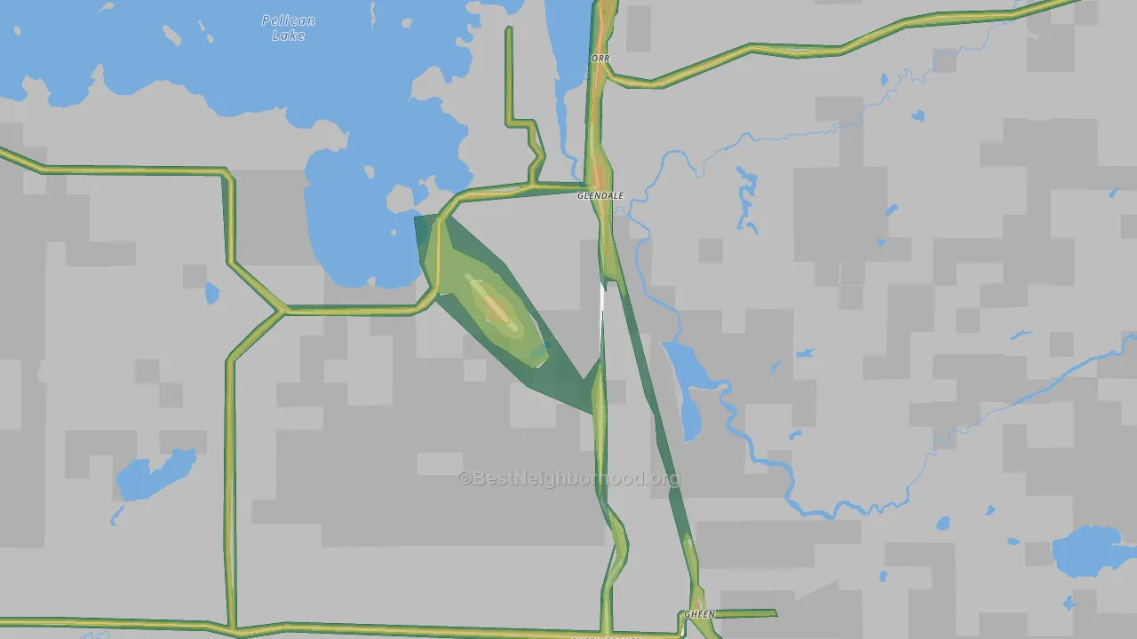 Glendale, MN Map of Noise Levels in Glendale