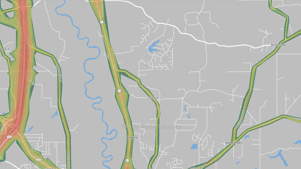 Glendale, MS Map of Noise Levels in Glendale
