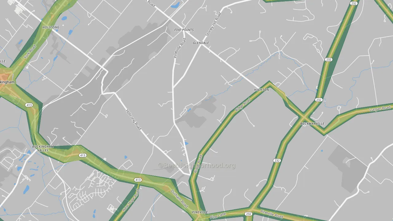 Glendale, PA Map of Noise Levels in Glendale
