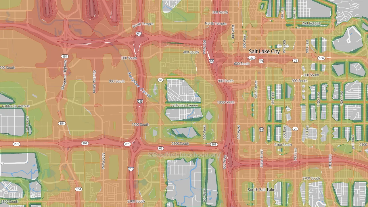 Glendale, Salt Lake City, UT Map of Noise Levels in Glendale
