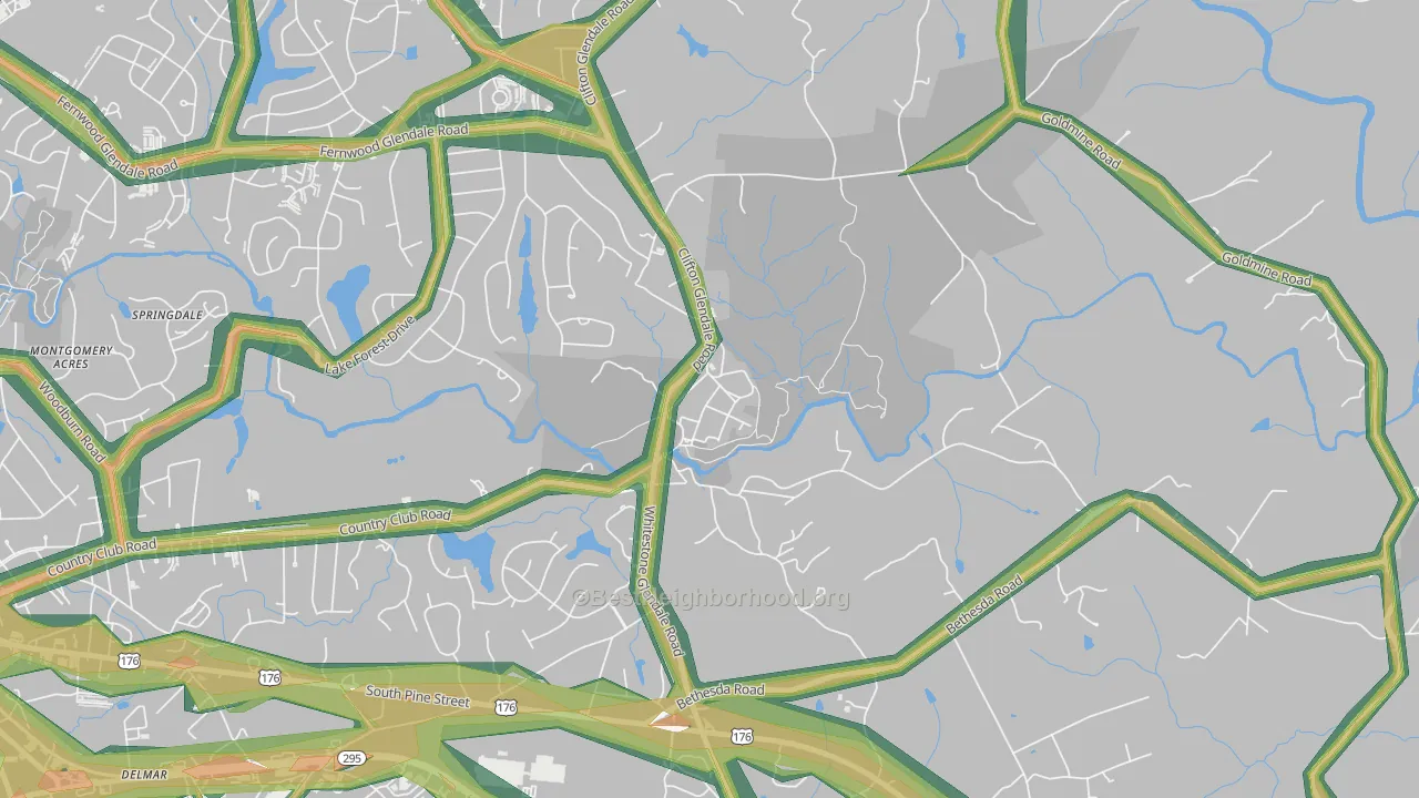 Glendale, SC Map of Noise Levels in Glendale