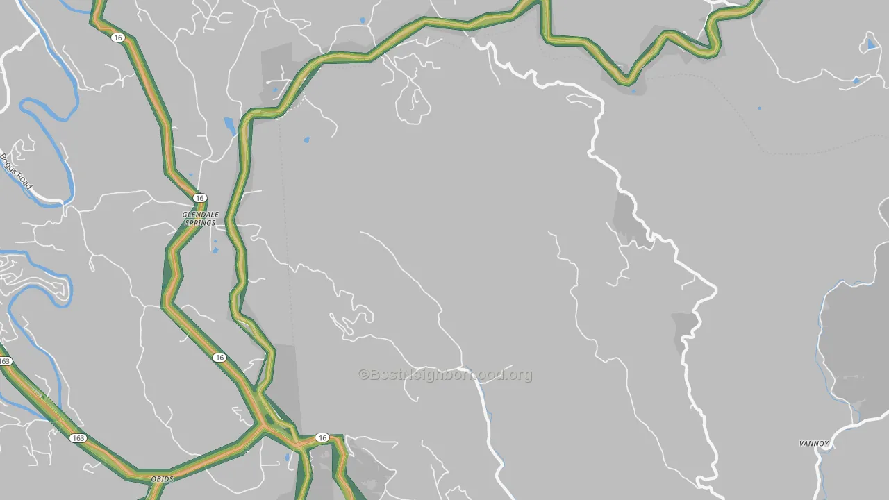 Glendale Springs, NC Map of Noise Levels in Glendale Springs