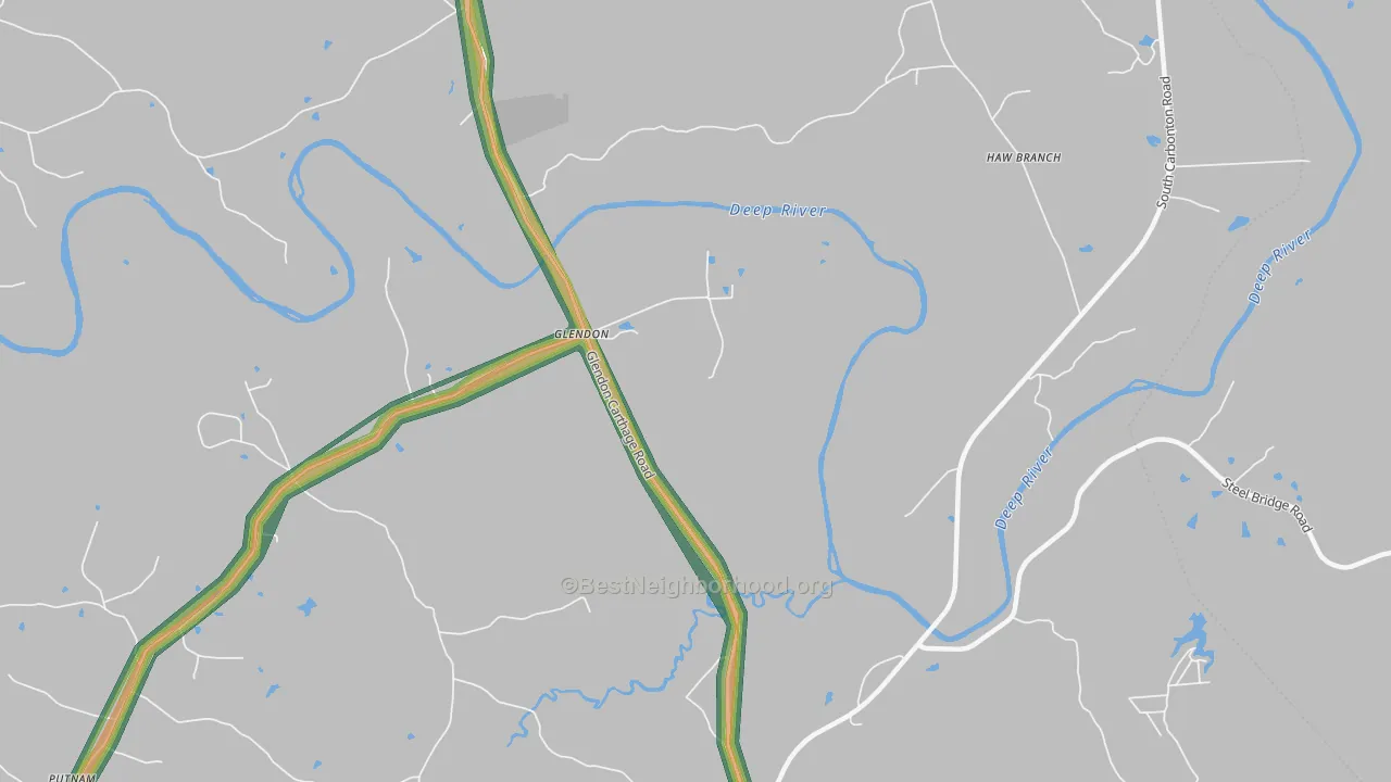 Glendon, NC Map of Noise Levels in Glendon